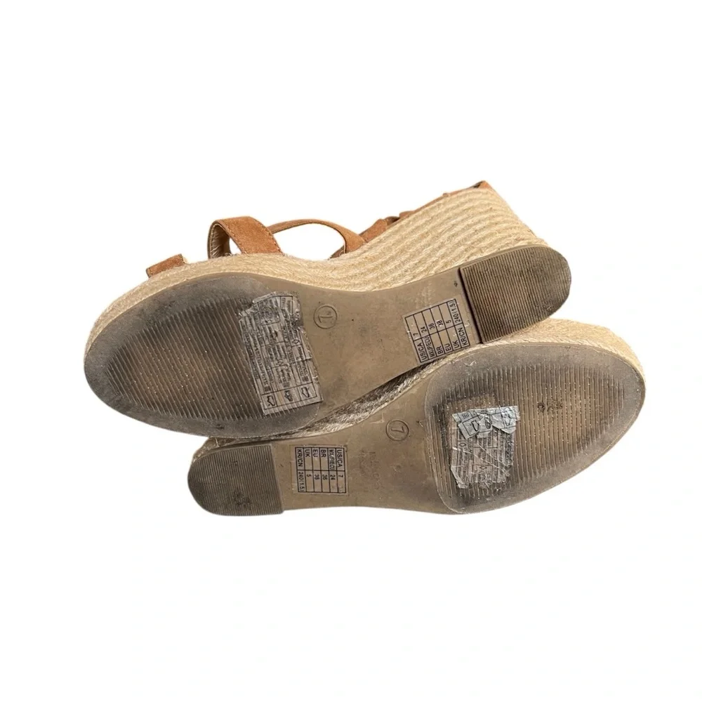 Tie Up Strappy Eapadrille Wedge Sandals. Size 7
